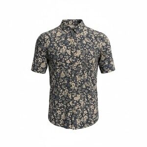 Warehouse Men's Dusty Blue Floral T-Shirts Button Up Slim Fit XL